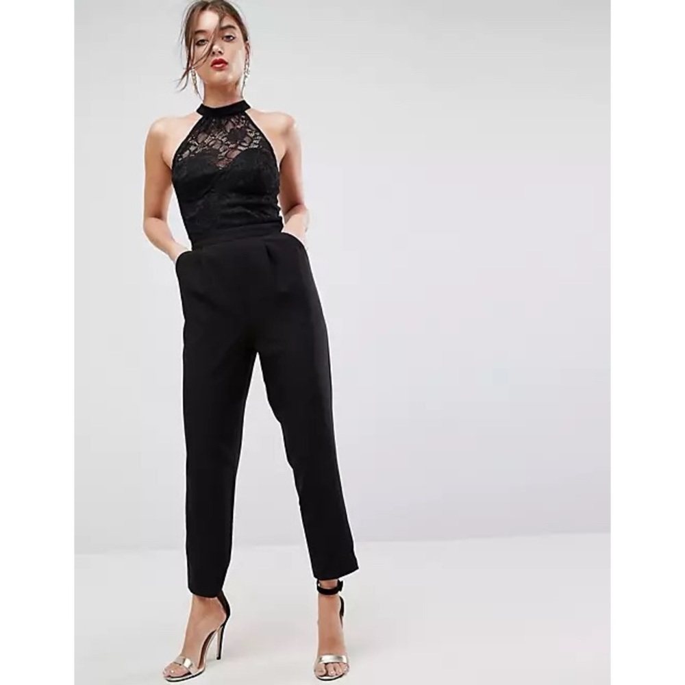 ASOS Lace Top Jumpsuit with Halter Neck